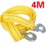 4M Heavy Duty 3-Ton Car Tow Cable Towing Pull Rope Strap Hooks Van-Road Recovery