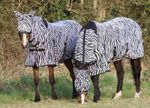 Zebra Print Horse Fly Rug All In One Belly And Tail Flap Elastic Neck FREE MASK
