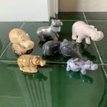 Hippopotamus Bundle x 6 Mini Hippos Wade Sandstone Metal Resin Figures Ornaments