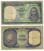 Portugal 20 Escudos 1960 P-163 Banknote D. António Luís de Meneses