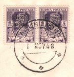 BURMA KGVI Cover *REVERSED OVERPRINT* 6p PAIR WITH NORMAL 1948 Rangoon i135