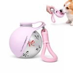 285ML Portable Pet Water Bottle Ball Shape Stainless Steel Dog Travel w/ Strap