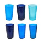 Reusable Acrylic Tall Tumblers 600ml Blue Honeycomb Party Glasses 6Pcs Drinkware
