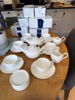 Boxed Villeroy & Boch Cups Saucers Teapots Cream Jugs Teabag Plates x 6 White #1