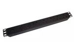 7 way UK Socket PDU cw IEC C14 Power Inlet  for DETACHABLE LEAD 1U 19" Rackmount