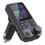 UK 1.8 Inch Wireless Car Bluetooth FM Transmitter Aux Supports QC3.0 Charging