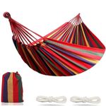 Portable Canvas Hammock Camping Swing Bed 450lbs Stripe Outdoor Garden Double UK