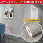 10M Thicken Self Adhesive Thermal Insulation Wallpaper Linen Plain Wall Sticker,