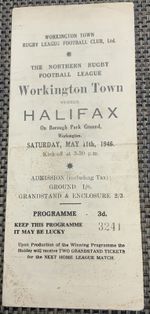 WORKINGTON TOWN V HALIFAX  11. 5. 1946 FIRST SEASON WORKINGTON 1945/46