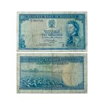 1964 RHODESIA OLD 10 RHODESIAN SHILLINGS ½ POUND BANKNOTE ELIZABETH II ZIMBABWE