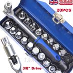 20pc Oil Drain Sump Plug Key Set Universal Hex Square Triangle 3/8" inch Drive