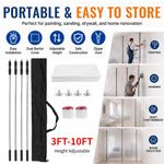 4Pcs Dust Barrier Poles 3FT-10FT Adjust w/Plastic Cover& Bag for Painting Booth