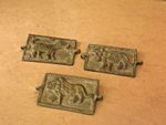 Vintage Akan Bronze Plaques Set of 3 Dog Lion Leopard Clan Symbols Ghana