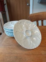 French Pillivuyt porcelain  oyster plates  Unused