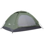 Outsunny Camping Tent for 2 Person Dome Tent w/ Storage Pocket Dark Green