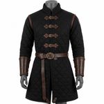Black Medieval Gambeson Quilted Armor Jacket Viking Knight LARP Costume