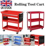 3 Tier Tool Storage Heavy Duty Durable Garage Trolley Workshop Wheel Cart Shelf