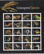 USPS Sheet of 20 Endangered Species Forever Stamps Peel and Stick Sent from OKC