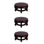 3Pcs Wooden Stool Plant Stand Set Rustic Light Brown Small Wood Display
