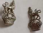 Royal 1st Devonshire Yeomanry Collar Badge All White Metal 2Lug ANTIQUE Org PAIR