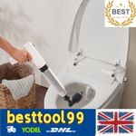 Electric Toilet Drain Unclogging Plunger White W/3 Replaceable Plunger Heads
