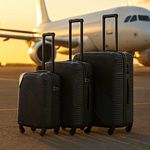 Neo Black Hard Shell Luggage Set 3 Pcs – 20" Cabin + 24" + 28" Suitcases 4 Wheel