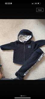 DKNY Jeans Baby 6-9m Navy Fleece Hooded Zip Jacket & Trousers Tracksuit Set