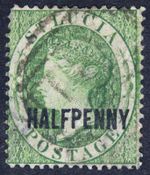 ST. LUCIA SG23 1881 QV 1/2d Green, Wmk CC, Used, Cat £120