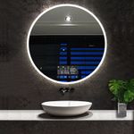 Round Bathroom Mirror with Backlit LED Lights Demister Dimmable Color Changing