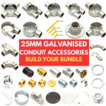 25MM GALVANISED CONDUIT ACCESSORIES BOXES SADDLES COUPLERS BUSHES GALV LID