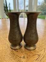Pair Vintage Indian Brass Vases