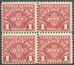US Stamps # J77 Postage Due MNH F+ Fresh Block Of 4 Scott Value $260.00