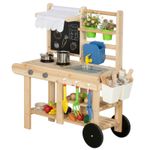 AIYAPLAY Mud Kitchen with Real Water Faucet Natural Wood