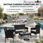 4PCS RATTAN GARDEN FURNITURE SOFA SET 4PIECES OUTDOOR CHAIRS TABLE E BACKYARD