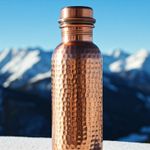 Hammered Copper Water Bottle 1L , Vintage Modern Design,Ayurvedic Health Benefit