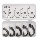 50x Offset Hooks Wide Gap Weedless Worm Hooks Pike Perch Soft Lures Fishing