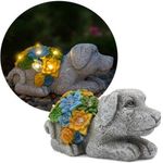 GARDEN DOG ORNAMENT SOLAR STATUE RESIN GARDEN DECOR 14CM TALL BALCONY OUTDOOR