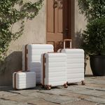 4-in-1 White-Brown ABS lockable Hardshell Luggage Set for Family Group Travel