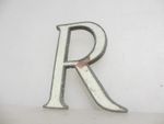 Antique Brass Shop Letter "R" Sign Old Plaque Name Initial Enamel Victorian 4"H