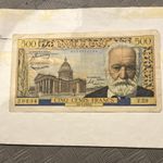 Banque de France 500 Francs French Banknote 1954 Serial Number 1 Note