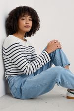 Seasalt Women's Regular Sailor Shirt Jersey Falmouth Breton Chalk Maritime