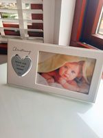 Shudehill Giftware Christening Spinning Heart Photo Frame 6 x 4 in White Wood