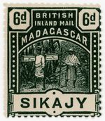 (I.B) Madagascar Postal : British Inland Mail 6d (Sikajy) SG 59