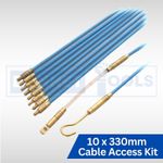 Cable Access Kit 330mm X 10 Puller Rods Electrician Tools Wires Draw Pulling