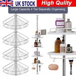 4 Tier Telescopic Bathroom Wall Corner Shelf Rack Shower Caddy Storage Organizer