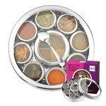Premium Indian Spice Tin Stainless Steel Masala Dabba 22cm x 9  Pots with Lids