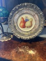Limoges hand painted plate with sterling silver border