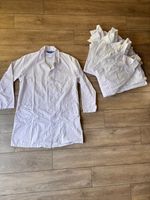 SET OF 5 VERY GOOD CONDITION WHITE, EX-RENTAL LAB-WAREHOUSE COATS (SELECT SIZE)
