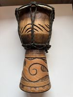 Djembe Bongo Hand Drum Handmade Decorated Wood Instrument Vintage from Senegal 