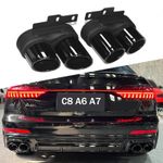 For Audi A6 A7 To S6 S7 Stainless Steel Black Exhaust Tips Conversion C8 20+